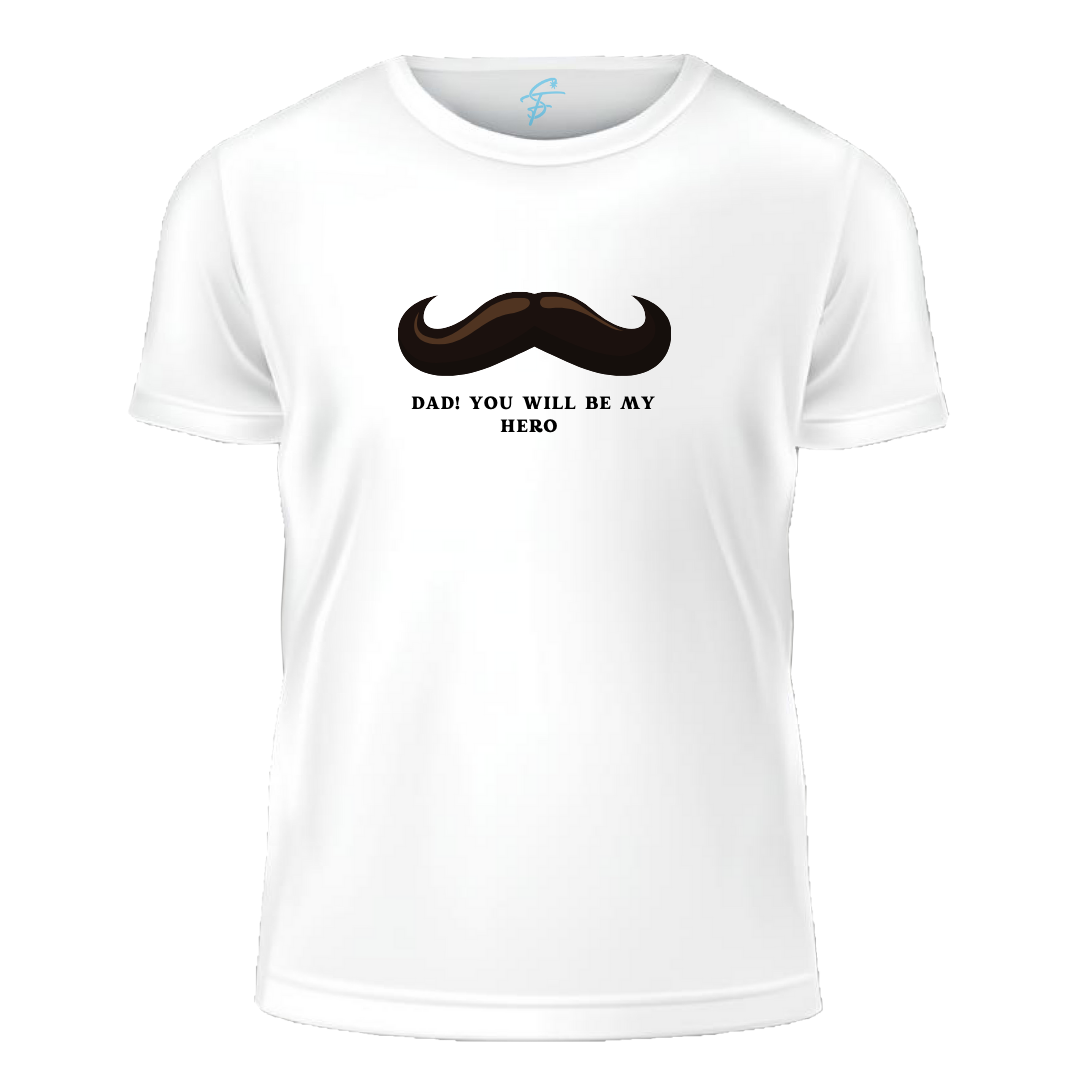 Kids Mustache Print T-shirt, 100% Cotton, Dad Hero Design, Father's Day